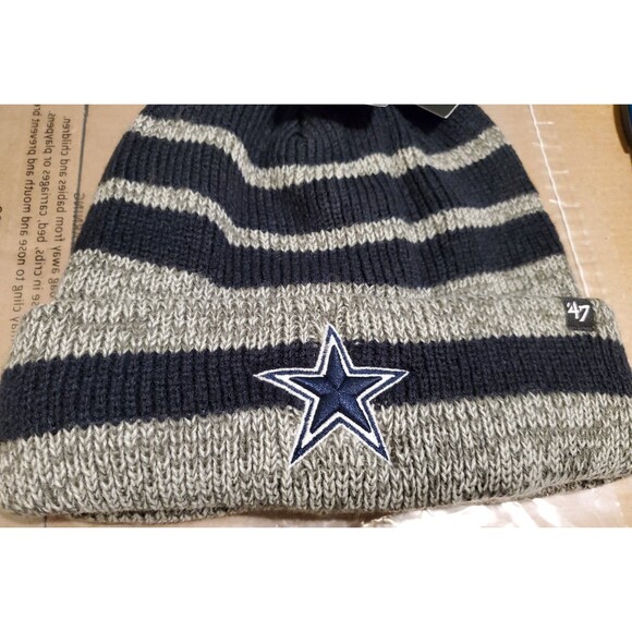 NFL Dallas Cowboys '47 Star Logo Men's Knit Beanie Cap Striped NEW W/TAGS - Picture 2 of 5